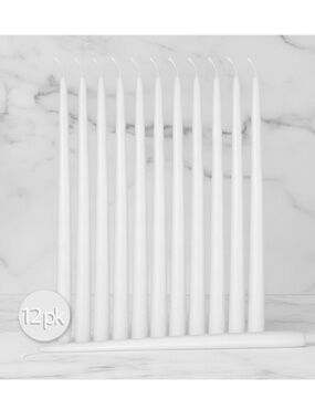 Box/12 White Taper Candles 10"H